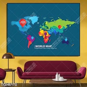 Tranh world map in kính đẹp