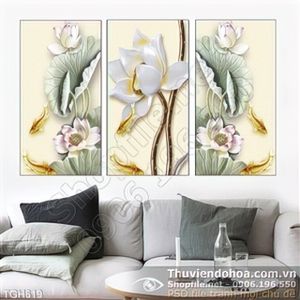 Tranh ghép hoa sen giả ngọc