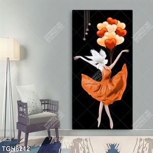 Tranh cô gái mặc váy cam múa balê