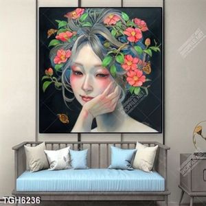 Tranh ghép cô gái decor