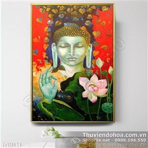 Tranh ghép Phật và hoa sen