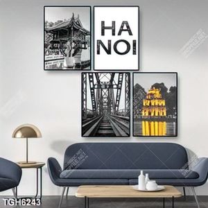 Tranh ghép 4 tấm in kính danh lam thắng cảnh Hà Nội