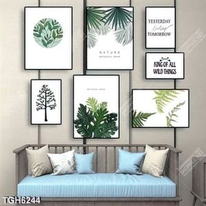 Tranh ghép 7 tấm lá decor
