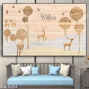 Tranh cây và hươu decor
