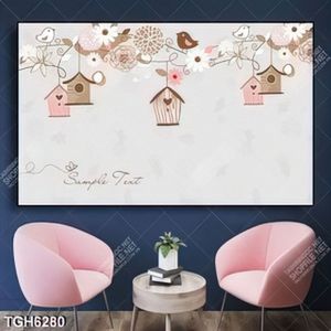 Tranh sơn và lồng chim nghệ thuật đẹp
