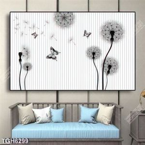 Tranh ghép hoa bồ công anh và nền 3D
