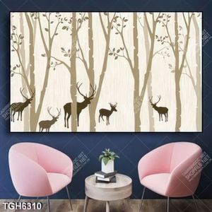 Tranh ghép đàn hươu và cây decor