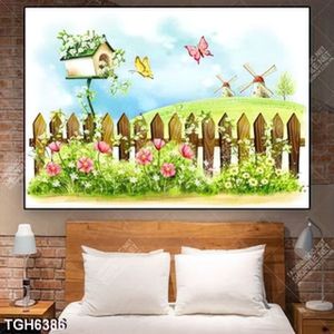 Tranh ghép hoa và cỏ