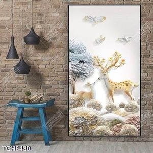 Tranh hươu và cây khổ dọc