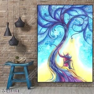 Tranh sơn dầu cặp đôi dưới cây