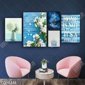 Tranh ghép 5 tấm hoa decor đẹp
