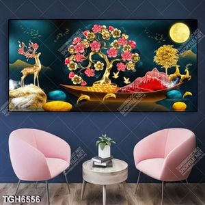 Tranh ghép cây mai và hươu gold