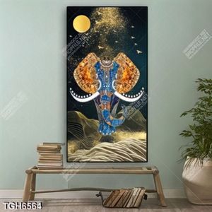 Tranh ghép voi trừu tượng in kính đẹp