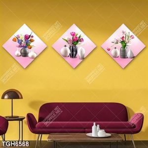 Tranh ghép 3 tấm bình hoa decor phòng đẹp