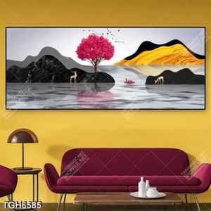 Tranh ghép dòng sông và hươu