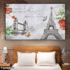 Tranh ghép tháp đôi và eiffel