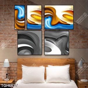 Tranh ghép 5 tấm trừu tượng không gian