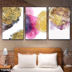 Tranh ghép 3 tấm vân gỗ gold