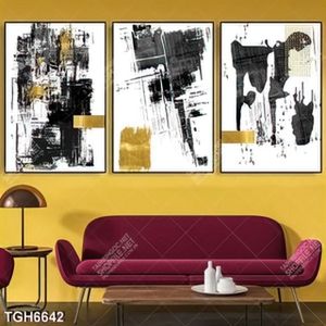 Tranh ghép 3 tấm vết sơn màu đẹp