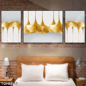 Tranh ghép 3 tấm lá gold