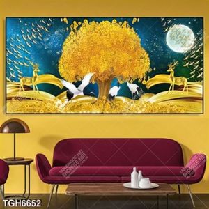 Tranh ghép tài lộc cây và hươu