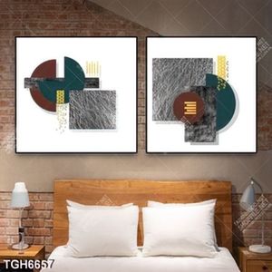 Tranh ghép 2 tấm hình học trừu tượng