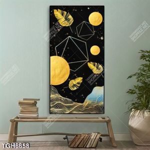 Tranh khổ dọc lá cây và mặt trăng