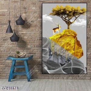 Tranh ghép khổ dọc núi và cây