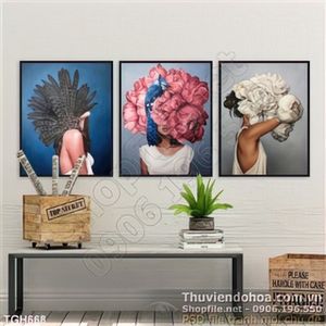 Tranh ghép nghệ thuật cô gái tạo dáng