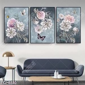 Tranh ghép 3 tấm sơn dầu hoa