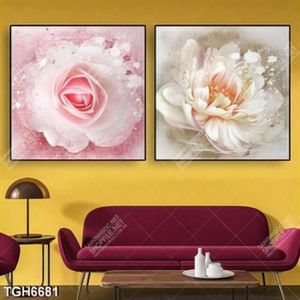 Tranh ghép 2 tấm hoa decor