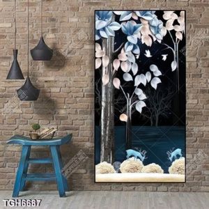 Tranh ghép khổ dọc hươu và cây