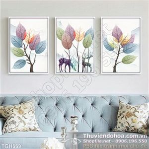 Tranh ghép nghệ thuật chiếc lá và con nai