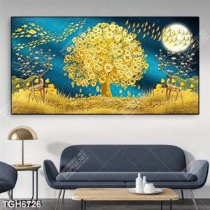 Tranh ghép cây và hươu tài lộc