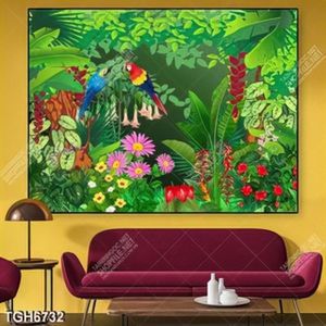 Tranh khổ ngang rừng cây nhiệt đới