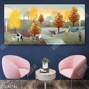 Tranh ghép cây và thú rừng