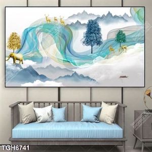 Tranh decor voi và hươu