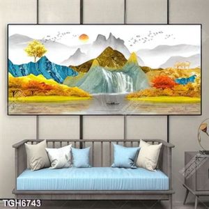 Tranh ghép nghệ thuật núi và cây