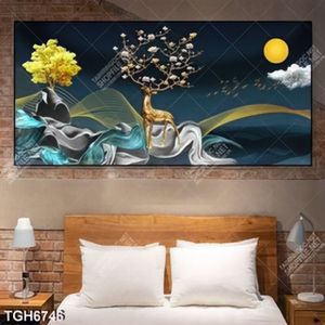 Tranh ghép hươu và ánh trăng