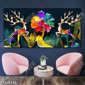 Tranh ghép đôi hươu và cây nghệ thuật