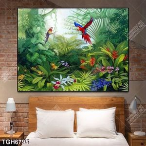 Tranh ghép khu rừng và chim