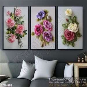 Tranh ghép hoa sơn dầu đẹp