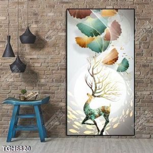 Tranh khổ dọc lá cây và hươu