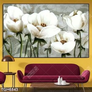 Tranh sơn dầu hoa tulip trắng