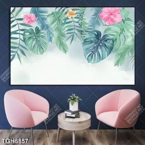 Tranh màu nước hoa và lá