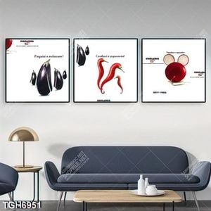 Tranh ghép 3 tấm cà tím và ớt