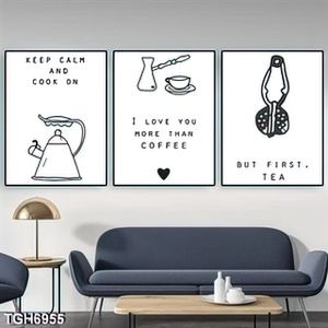 Tranh ghép 3 tấm vẽ bình trà