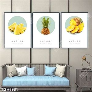 Tranh ghép 3 tấm trái thơm decor
