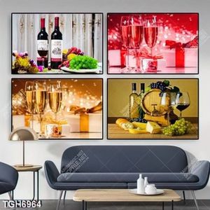 Tranh ghép 4 tấm rượu vang