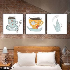 Tranh ghép 3 tấm ly cà phê
